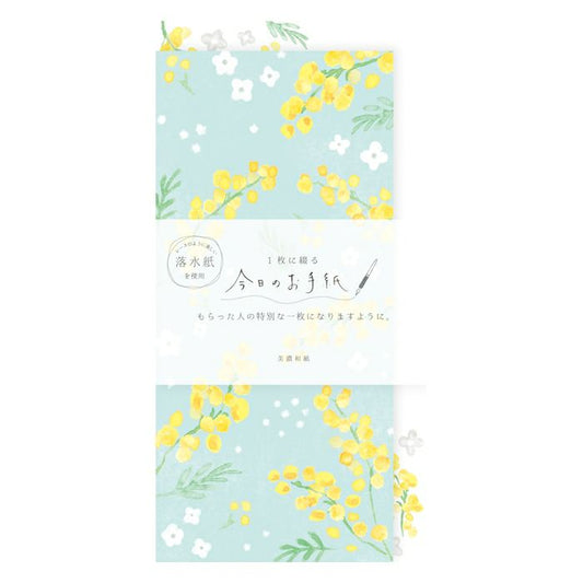 Mimosa and White Flowers Today's Letter · Furukawashiko