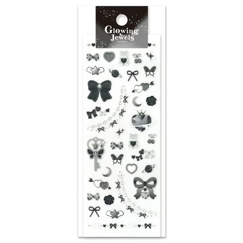 Noir Glowing Jewels Sticker Sheet · Mind Wave