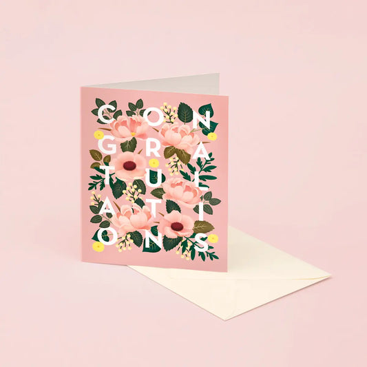 Dusty Pink Floral Congratulations Card  · Clap Clap