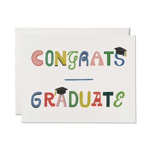 Congrats Graduate Typography Greeting Card·  Red Cap Cards