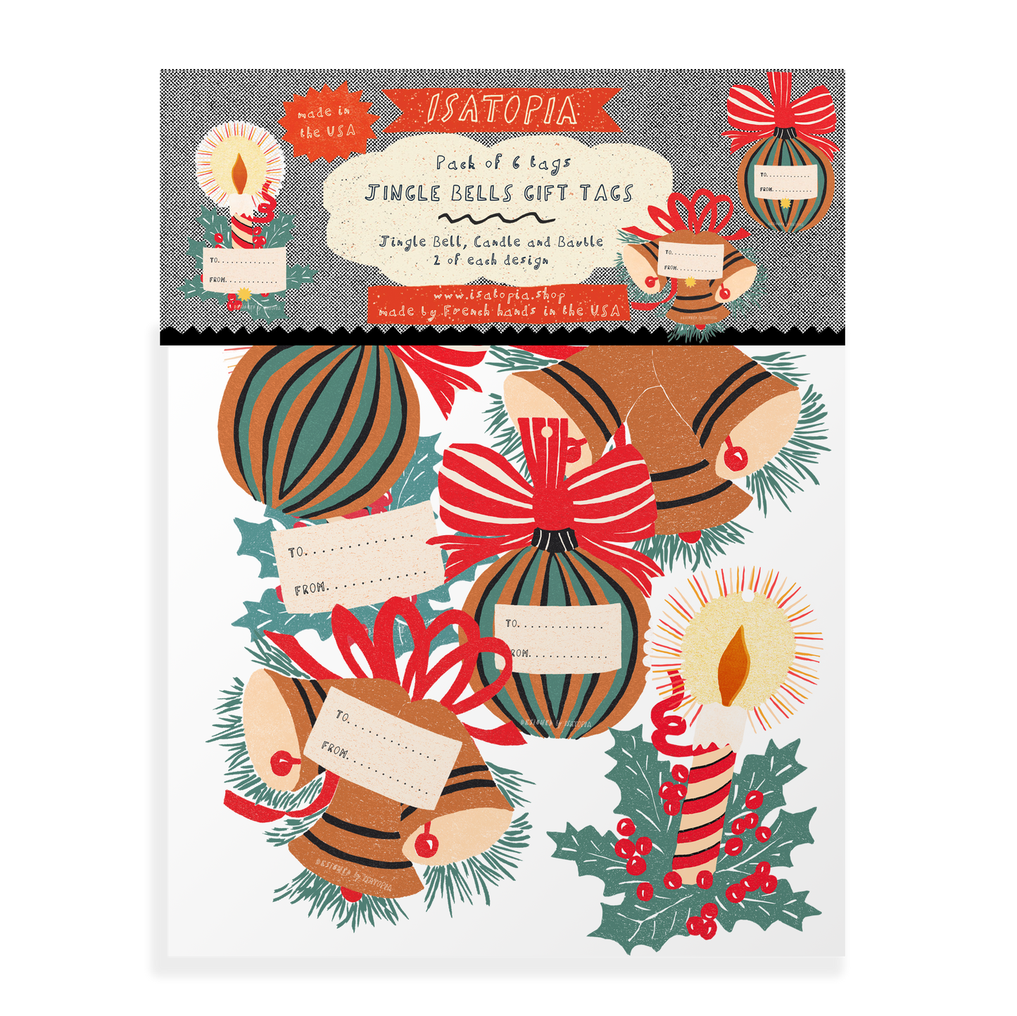 Jingle Bells Gift Tags《Set of 6》 · Isatopia