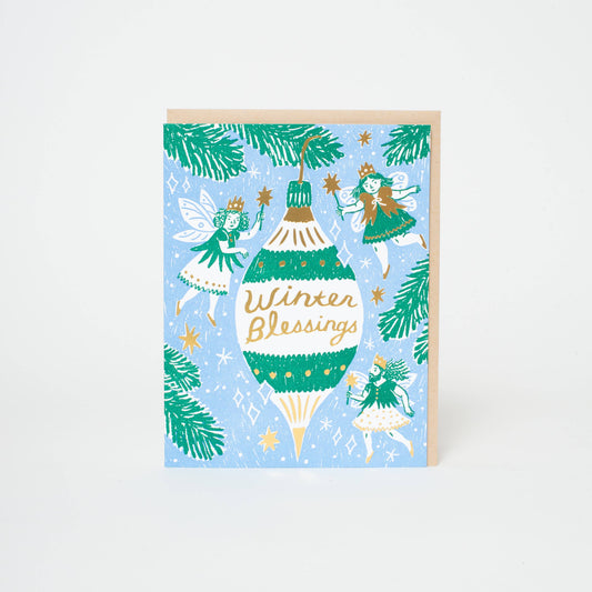 Winter Blessings Fairies Letterpress Greeting Card · Phoebe Wahl & Egg Press