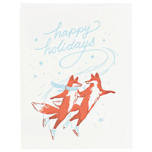 Skating Foxes Holiday Greeting Card · Smudge Ink