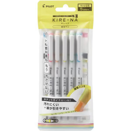 Pilot Kire-Na Dual Tip Highlighter 5-Color Set《Basic Colors》