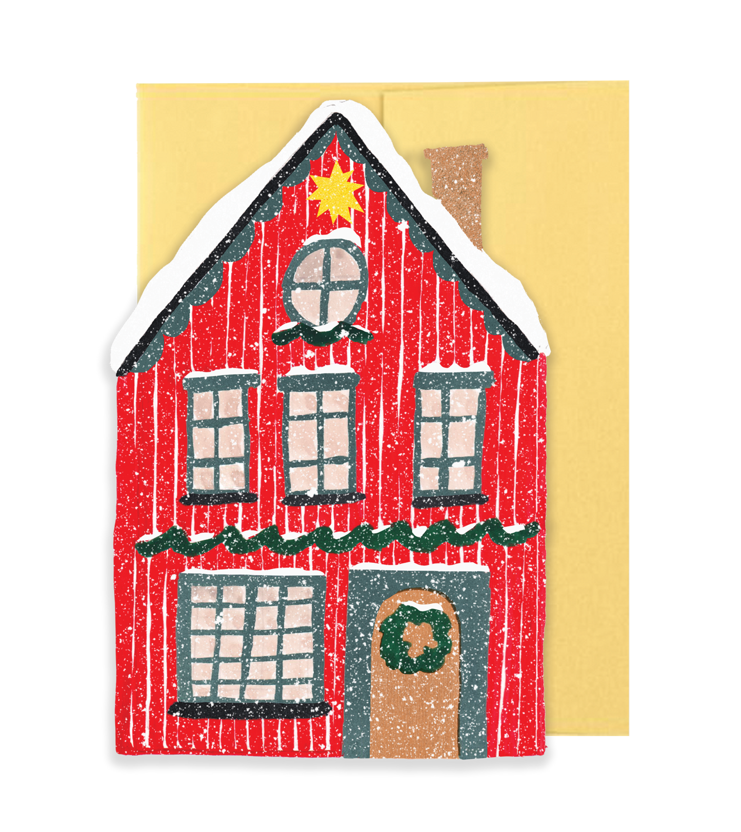 Red Cottage Die Cut Card - Winter Cottage Collection · Isatopia