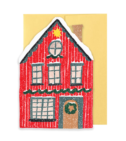 Red Cottage Die Cut Card - Winter Cottage Collection · Isatopia