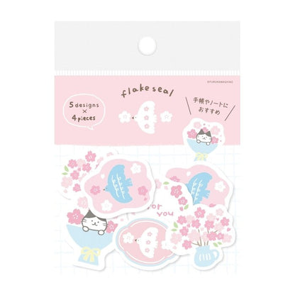Cat Sakura / Washi Flake Stickers · Furukawashiko