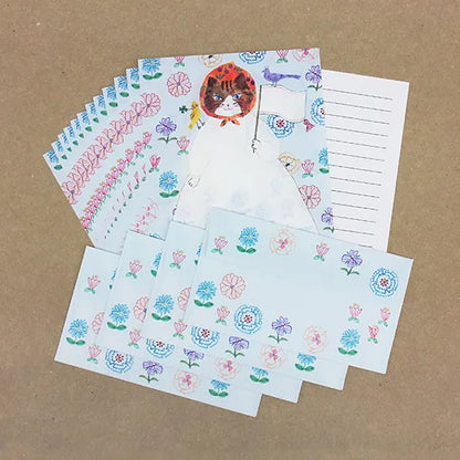Cat and Flowers / Aiko Fukawa Letter Pad · Cozyca