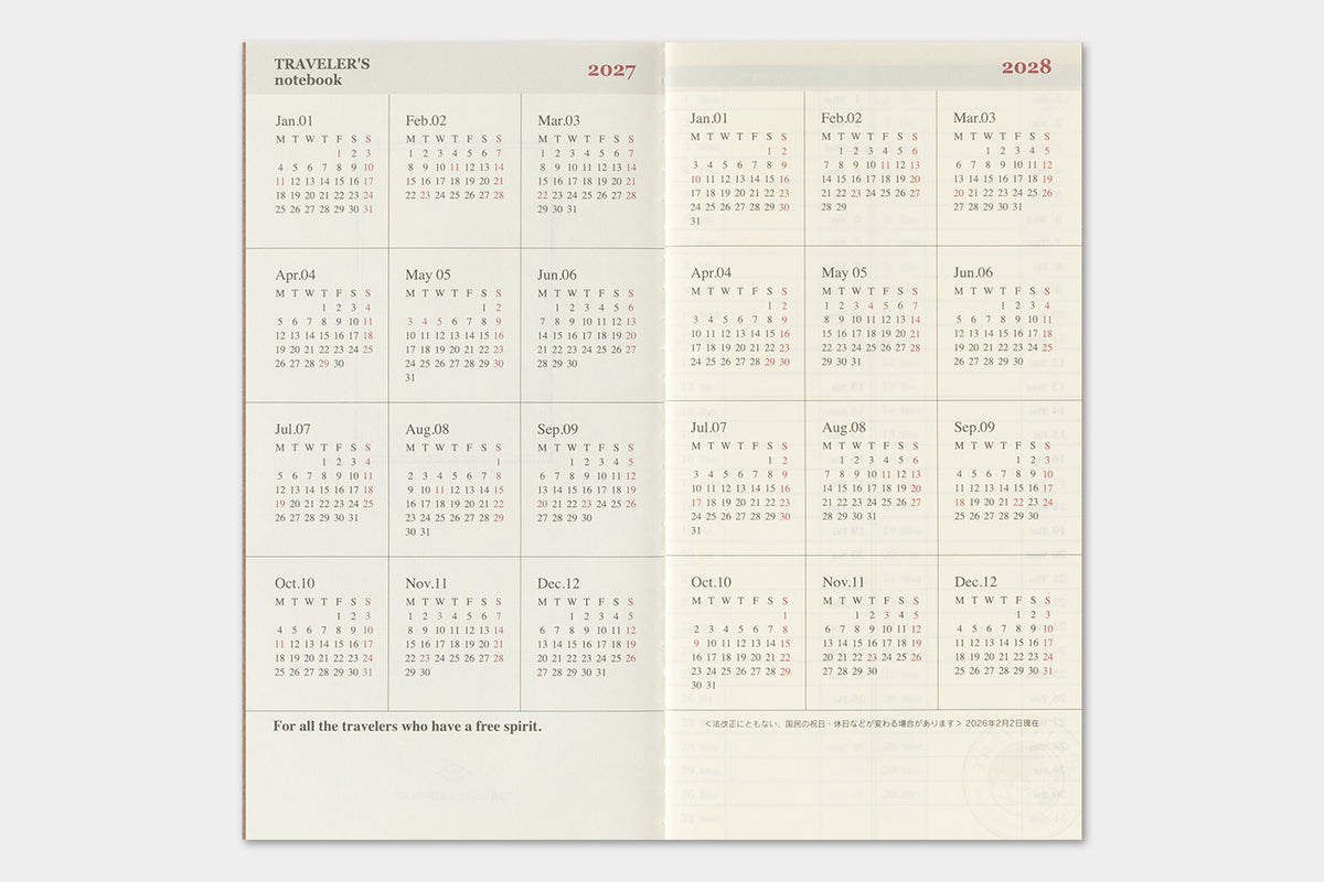 2027 TRAVELER'S Diary Weekly Vertical (Regular Size)