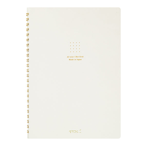 White Dot Grid Ring A5 Notebook · Midori