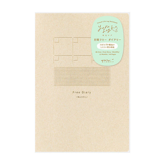 Yuru Log Monthly Free Diary & Grid Notebook B6 · Midori