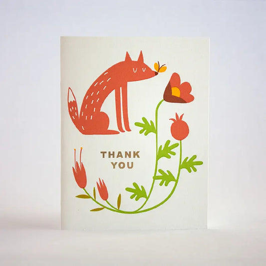 Thank You Flower Fox Card · Fugu Fugu Press