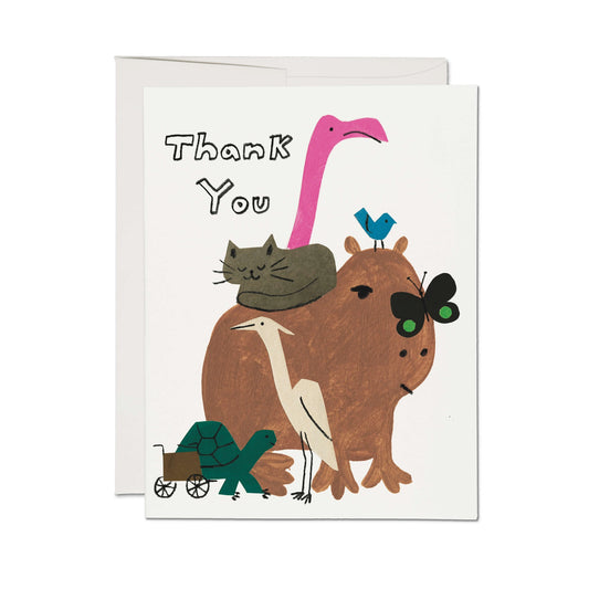 Capybara Friend Thank You Card · Red Cap Cards