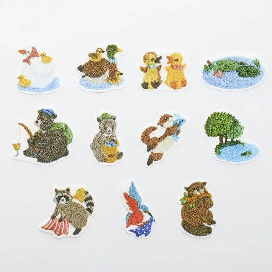 Embroidered Forest Waterside Washi Roll Stickers · Bande