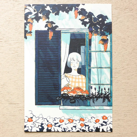 Watering Can Foil-stamped Postcard | Sayuri Fujimaki · Cozyca