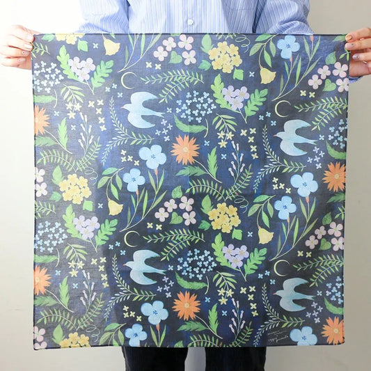 Flowers, Birds, Wind and Moon Handkerchief | Midori Asano · Cozyca