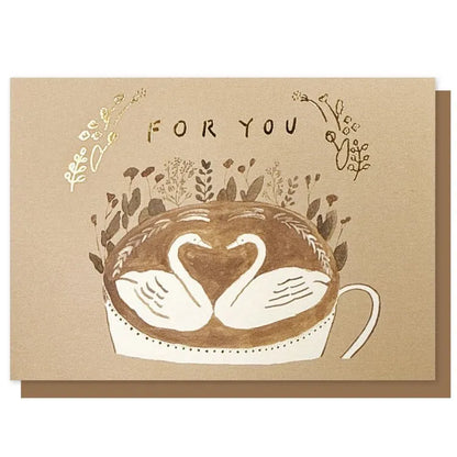 Swan Latte For You Greeting Card · Tobimatsu Shoichiro