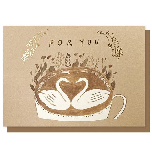 Swan Latte For You Greeting Card · Tobimatsu Shoichiro