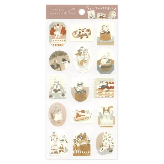Cats and Food Sticker Sheet · Tobimatsu Shoichiro