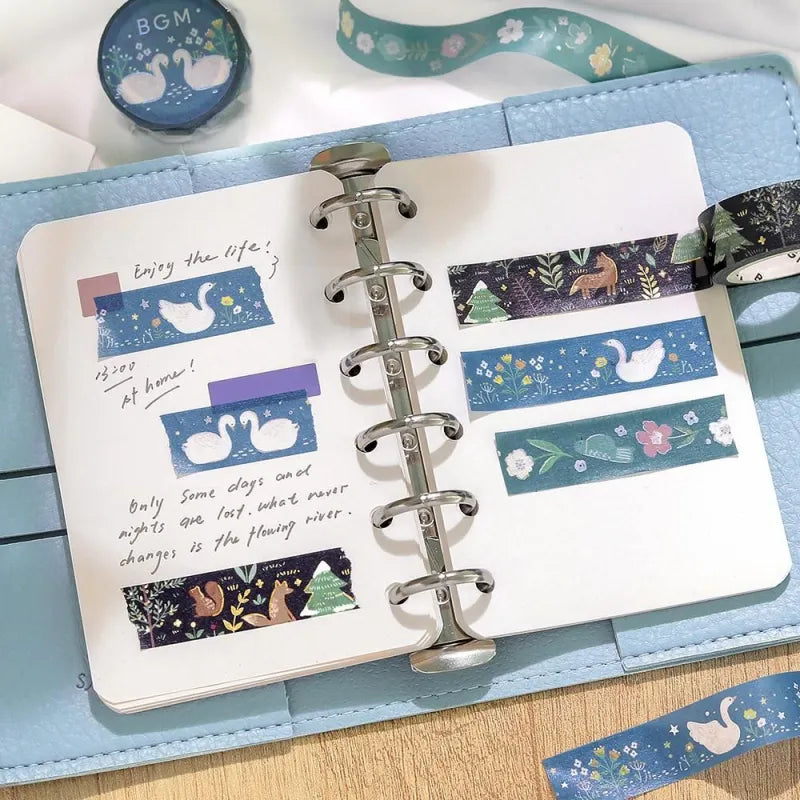 Moonlit Nordic Forest Washi Tape · BGM