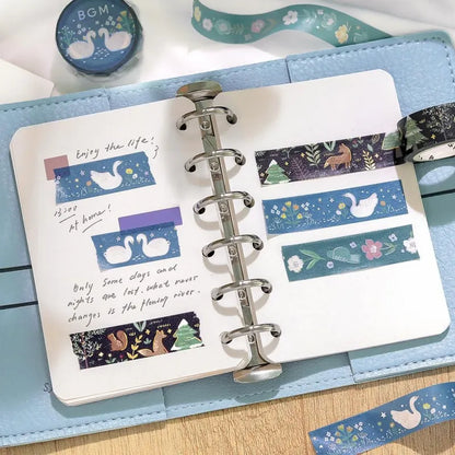 Moonlit Nordic Forest Washi Tape · BGM