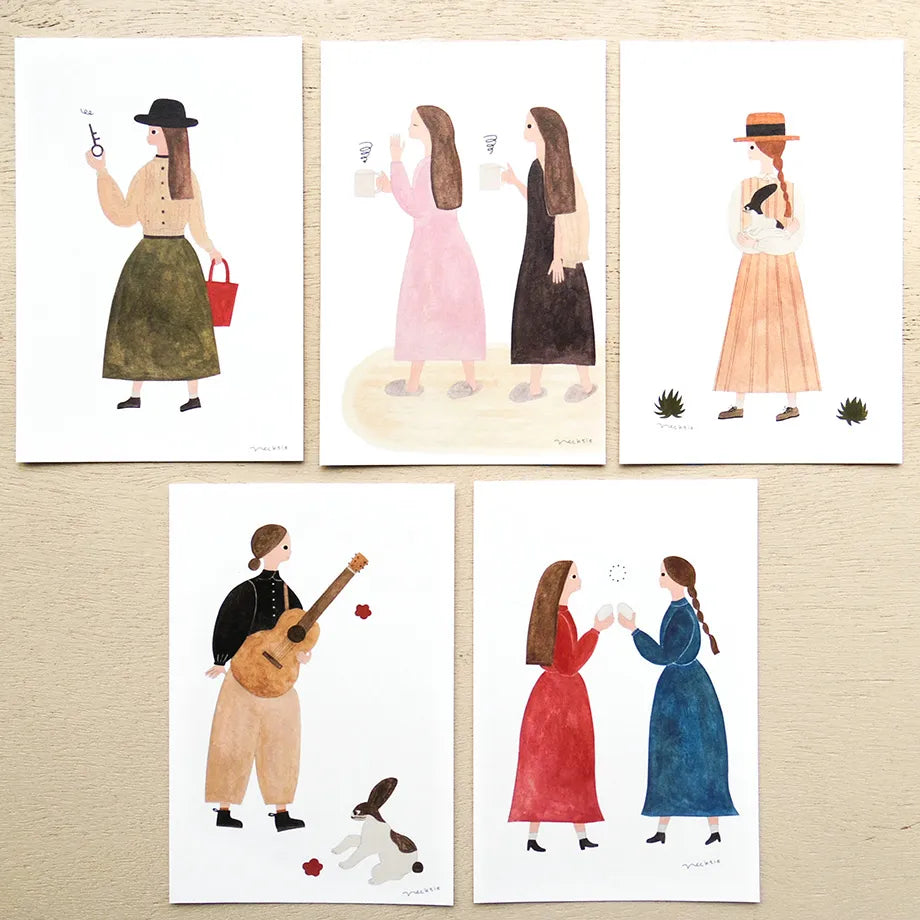 Rabbit Letter Necktie Postcard Set · Cozyca