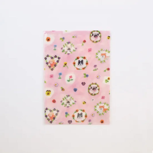 Pansies & Dogs A5 Clear File Folder · Paper Message