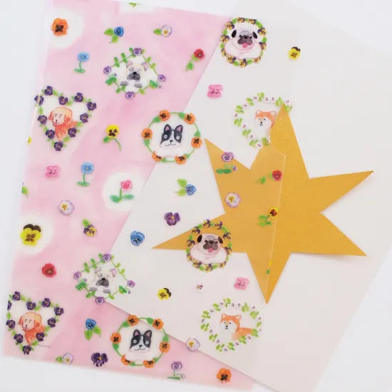 Pansies & Dogs A5 Clear File Folder · Paper Message