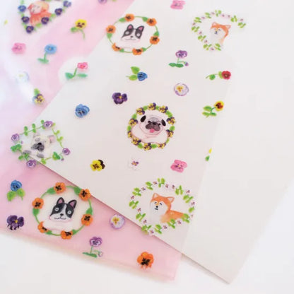 Pansies & Dogs A5 Clear File Folder · Paper Message