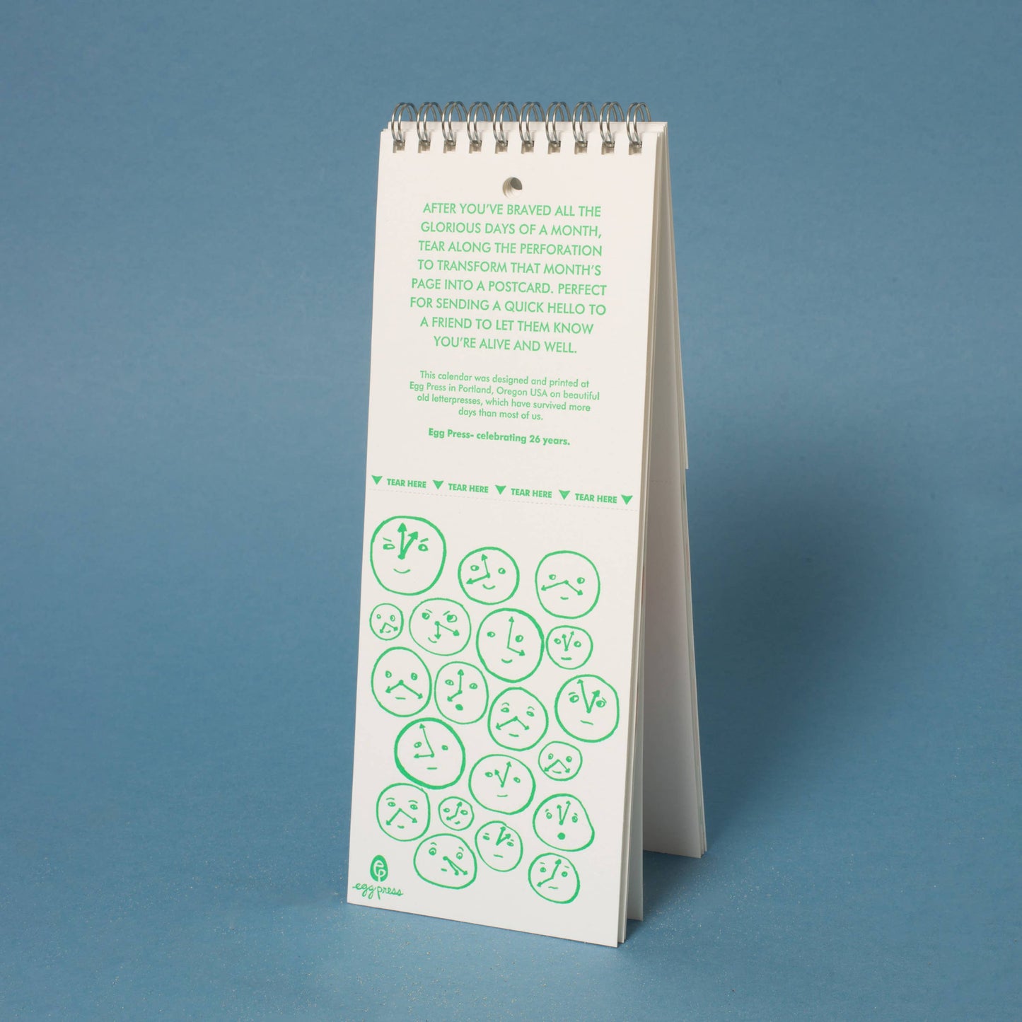 2026 Letterpress Postcard Wall Calendar