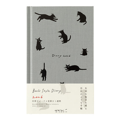 2026 Gray Cat Diary Book B6 · Midori