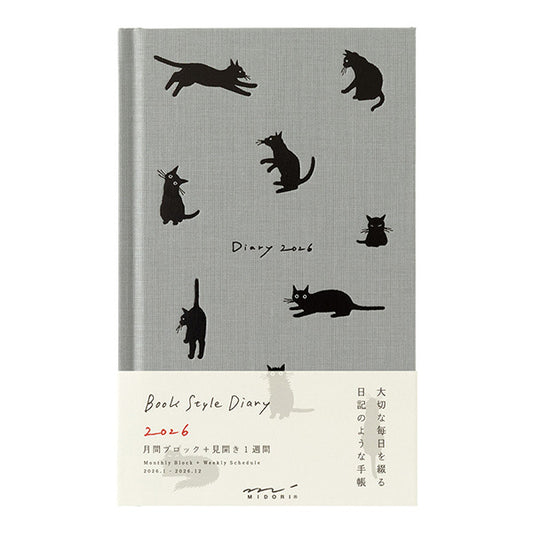 2026 Gray Cat Diary Book B6 · Midori