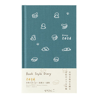 2026 Blue Green Dog Diary Book B6 · Midori
