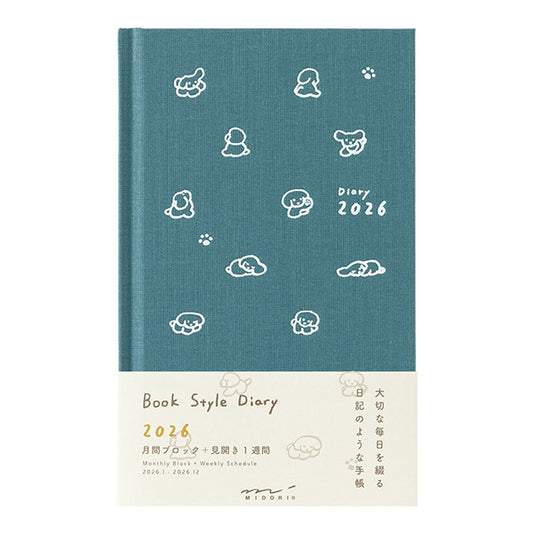2026 Blue Green Dog Diary Book B6 · Midori