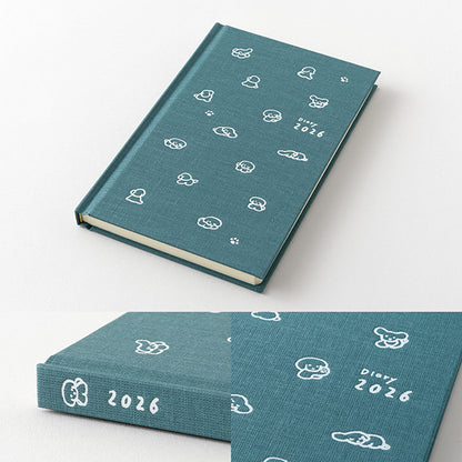 2026 Blue Green Dog Diary Book B6 · Midori