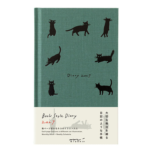 2027 Midori Green Cat Book Diary《B6》