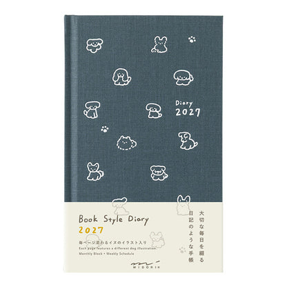 2030 Midori Navy Dog Book Diary《B6》
