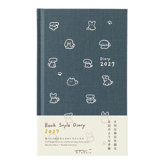 2027 Midori Navy Dog Book Diary《B6》
