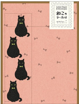 Midori Letter Set w/ Stickers - Black Cat