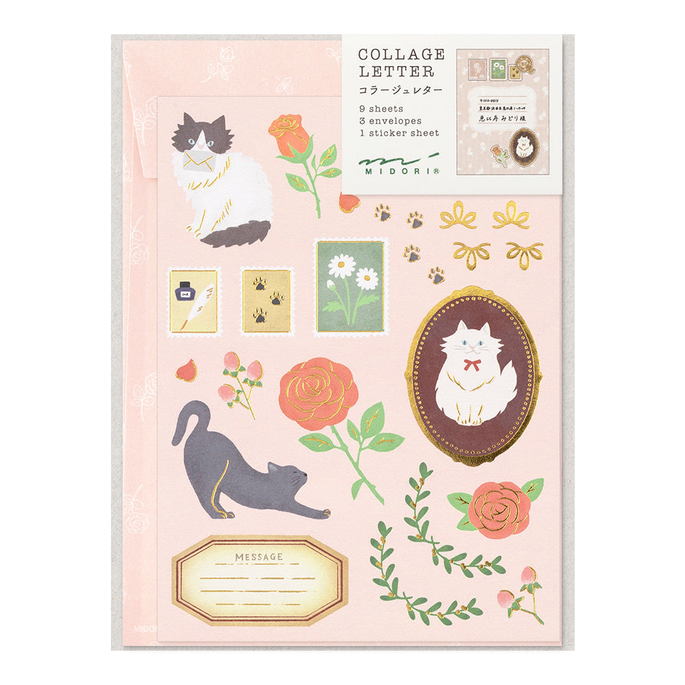 Midori Collage Letter Set - Cat