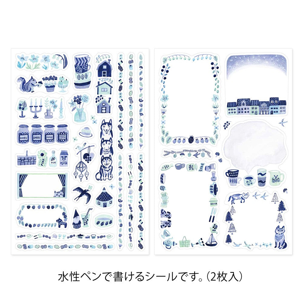 Blue Nordic Yuru Log Sticker Sheets · Midori
