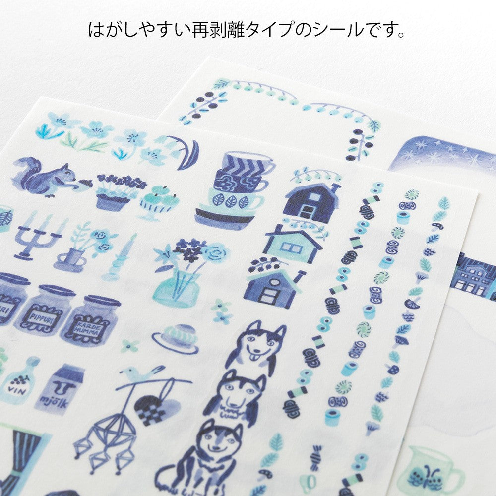 Blue Nordic Yuru Log Sticker Sheets · Midori