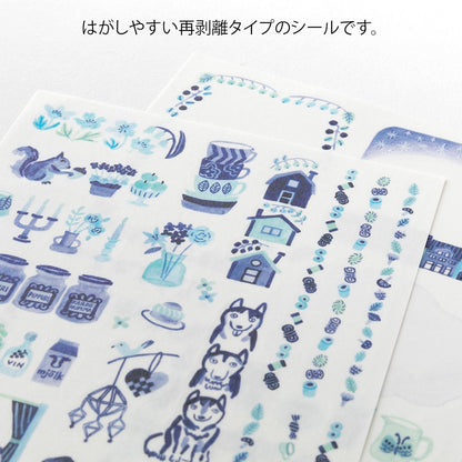 Blue Nordic Yuru Log Sticker Sheets · Midori
