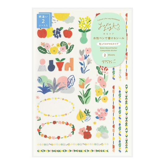 Textile Motif Yuru Log Sticker Sheets · Midori