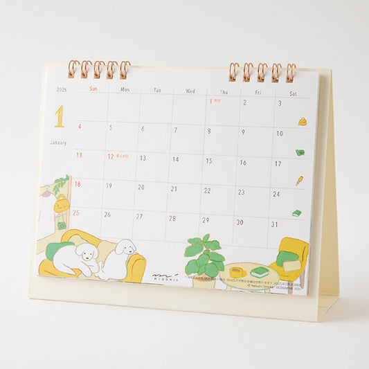 2026 Dog Desk Ring Calendar · Midori