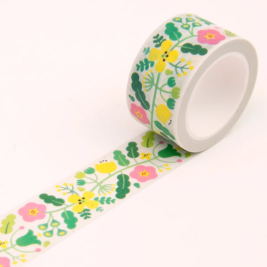 Green Floral Pattern Washi Tape  · Clap Clap