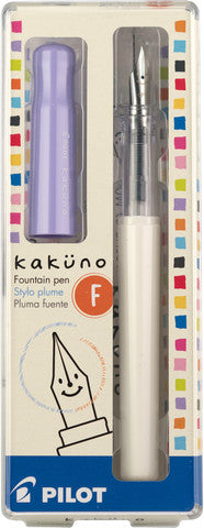 Kakuno Fountain Pen White Barrel/Purple Cap - F