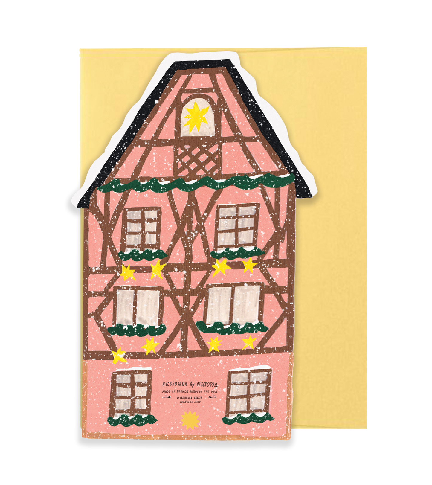 Pink Cottage Die Cut Card · Isatopia