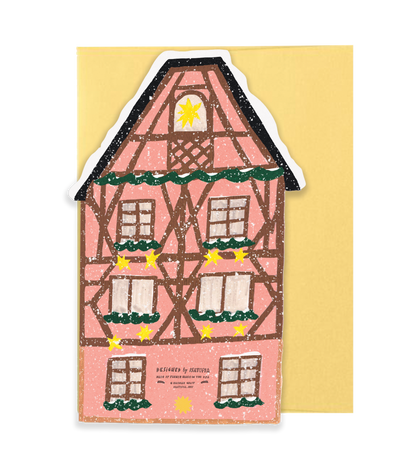 Pink Cottage Die Cut Card · Isatopia
