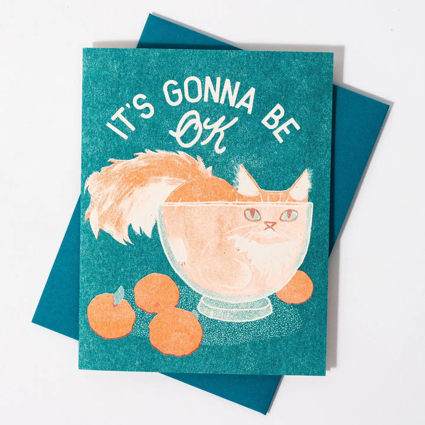 It's Gonna Be Ok Cat Risograph Card · Bromstad Printing Co.